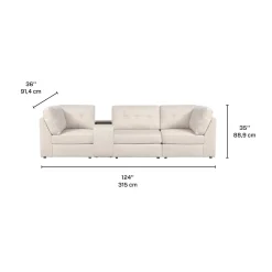 Sofa modulaire beige avec console - 4 mcx