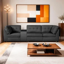 Sofa modulaire gris avec console - 4 mcx