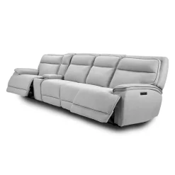 Sofa modulaire inclinable électrique, appuis-tête ajustables, console avec système audio et 2 sièges avec dossiers rabattables - 5 mcx