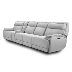 Sofa modulaire inclinable électrique, appuis-tête ajustables, console avec système audio et 2 sièges avec dossiers rabattables - 5 mcx