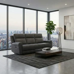 Sofa modulaire inclinable avec siège rabattable, porte-gobelets, ports USB/USB-C et chargeur sans fil - 3 mcx