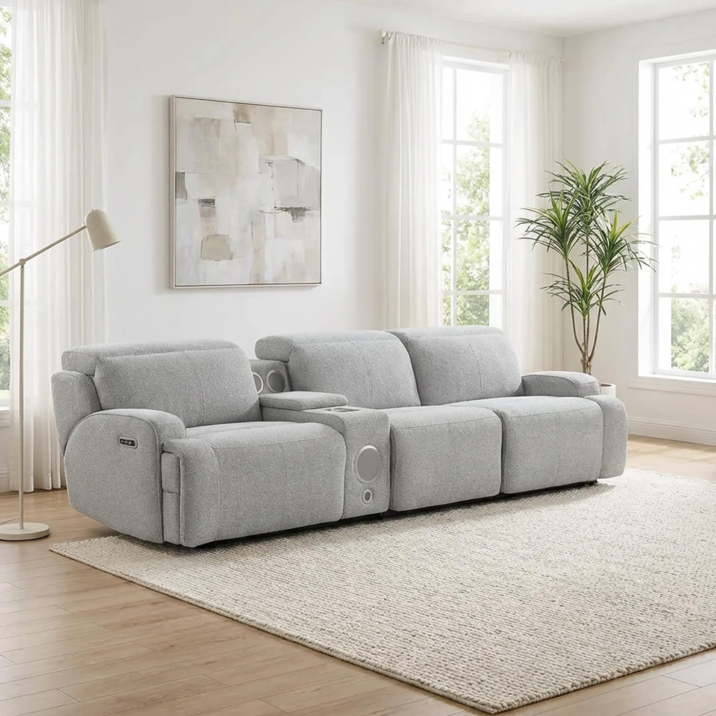 Sofa modulaire inclinable électrique et console avec système audio intégré - 4 mcx