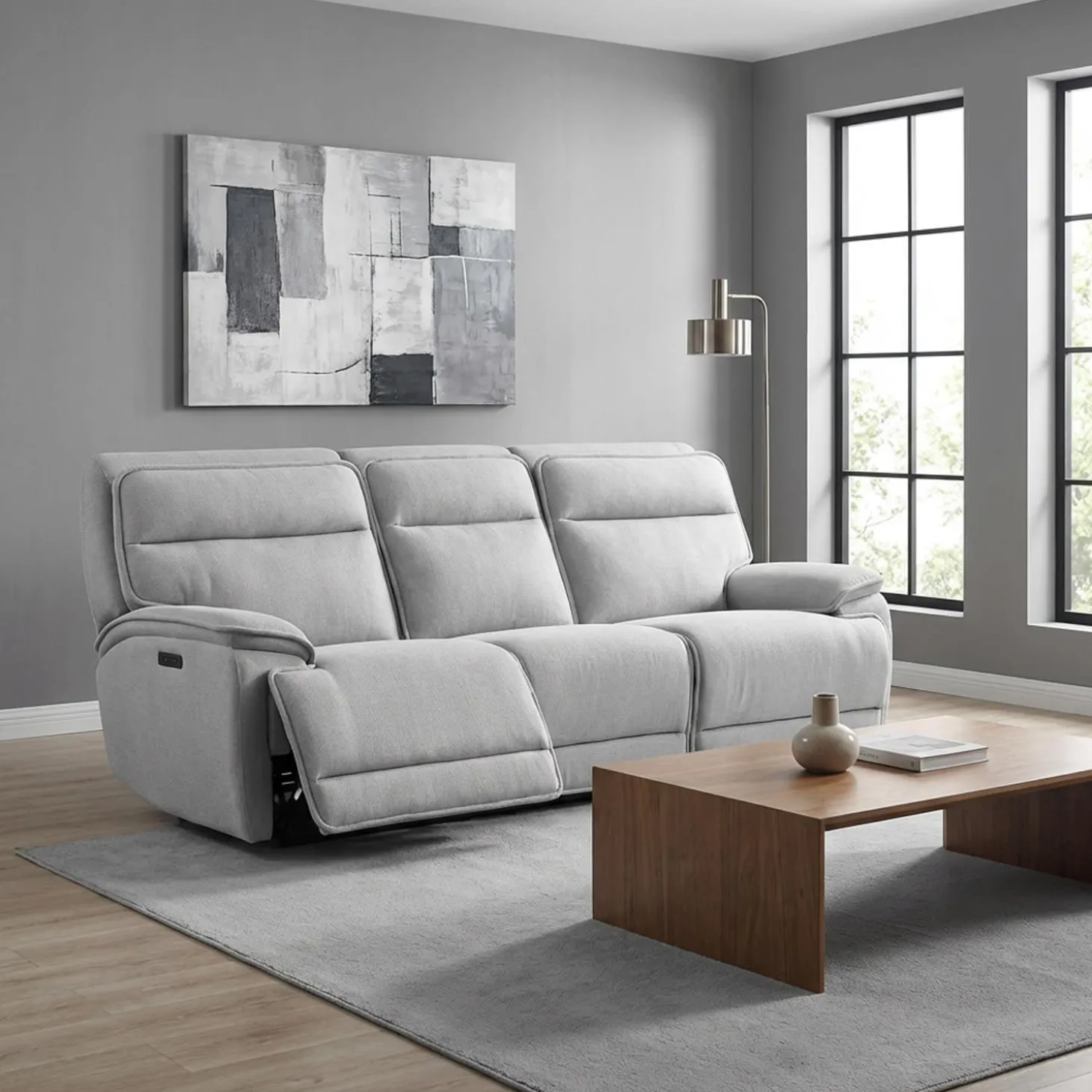 Sofa modulaire inclinable électrique avec appuis-tête ajustables et siège avec dossier rabattable - 3 mcx