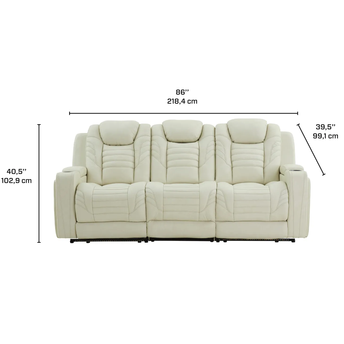 Sofa modulaire inclinable électrique en cuir véritable avec appui-têtes ajustables, dossier rabattable et éclairage DEL – 3 mcx