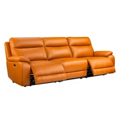 Sofa modulaire inclinable électrique en cuir véritable - 3 mcx