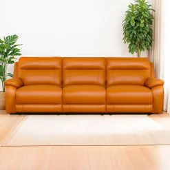 Sofa modulaire inclinable électrique en cuir véritable - 3 mcx