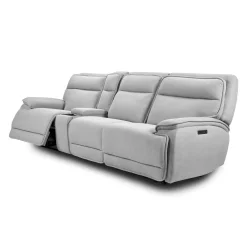 Sofa modulaire inclinable électrique, appuis-tête ajustables, console avec système audio et siège avec dossier rabattable - 4 mcx
