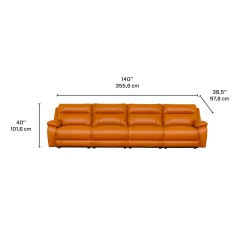 Sofa modulaire inclinable électrique en cuir véritable - 4 mcx