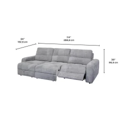 Sofa modulaire électrique inclinable avec 1 siège coulissant et chaise longue - 3 mcx