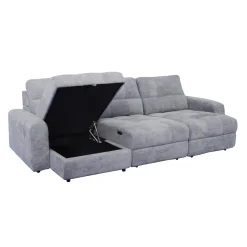 Sofa modulaire électrique avec 2 sièges coulissants et chaise longue à gauche avec rangement - 3 mcx