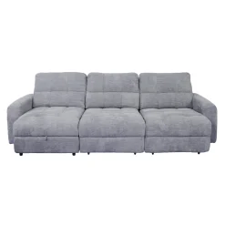 Sofa modulaire électrique avec 2 sièges coulissants et chaise longue à gauche avec rangement - 3 mcx