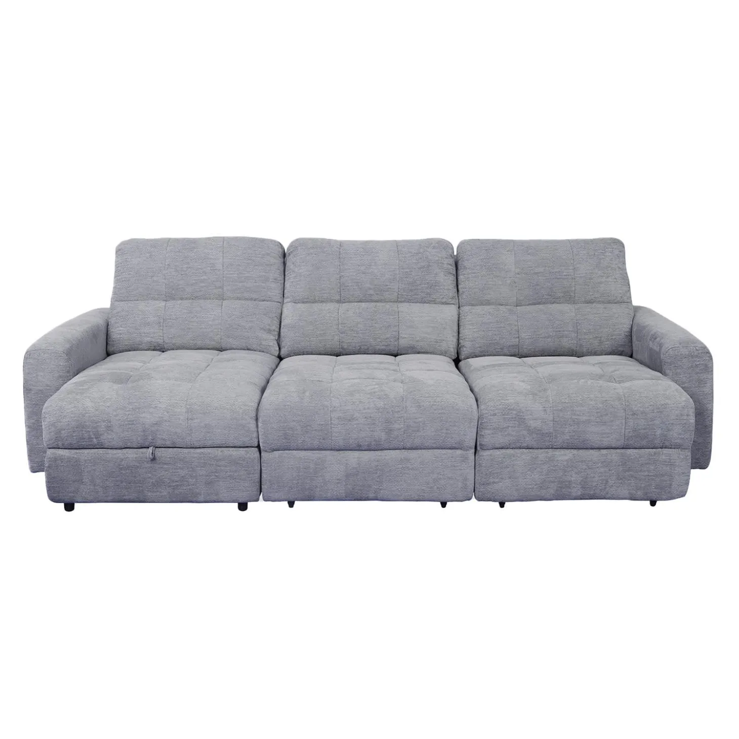 Sofa modulaire électrique avec 2 sièges coulissants et chaise longue à gauche avec rangement - 3 mcx