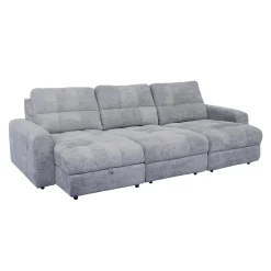 Sofa modulaire électrique avec 2 sièges coulissants et chaise longue à gauche avec rangement - 3 mcx