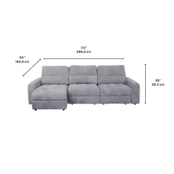 Sofa modulaire électrique avec 2 sièges coulissants et chaise longue à gauche avec rangement - 3 mcx