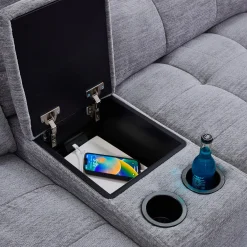 Sofa modulaire électrique avec sièges coulissants et console - 4 mcx