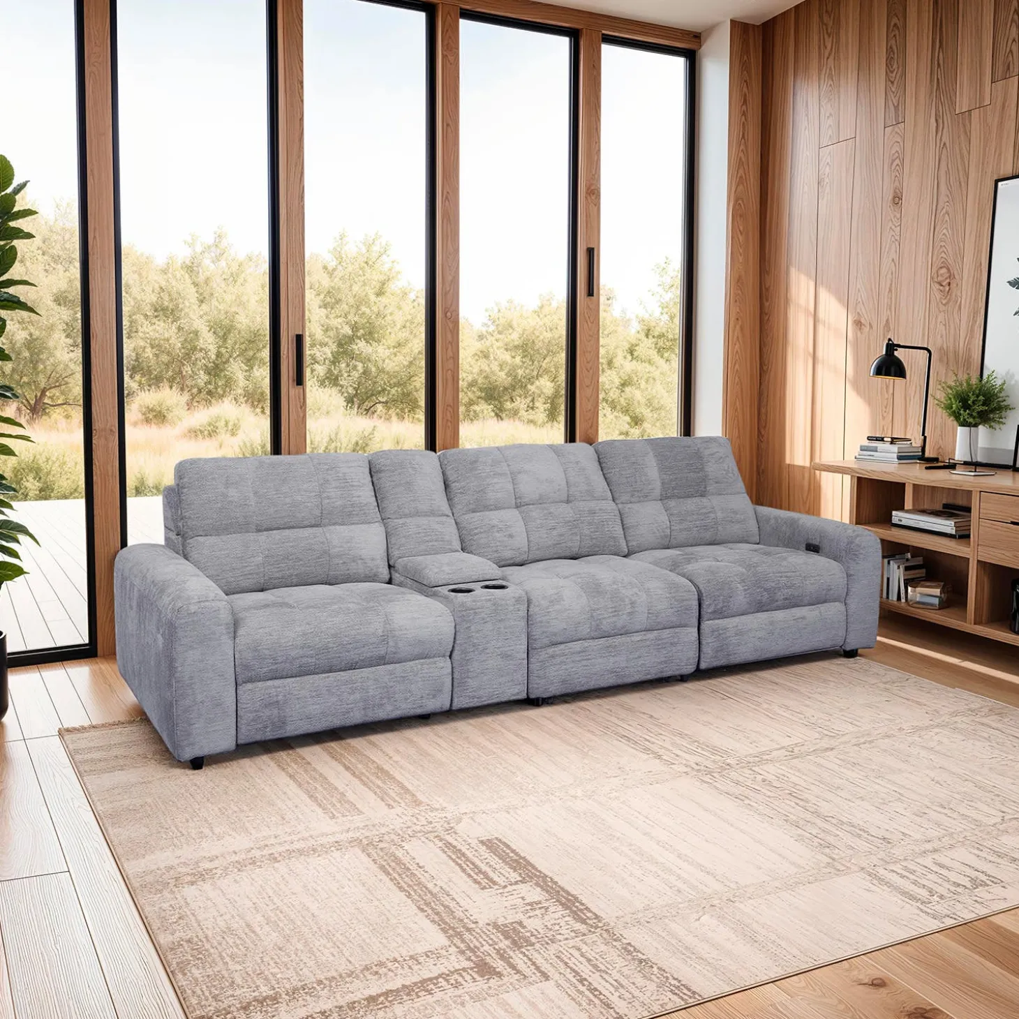 Sofa modulaire électrique inclinable et console - 4 mcx