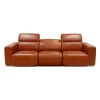 Sofa modulaire électrique inclinable en cuir véritable avec appui-têtes ajustables – 3 mcx