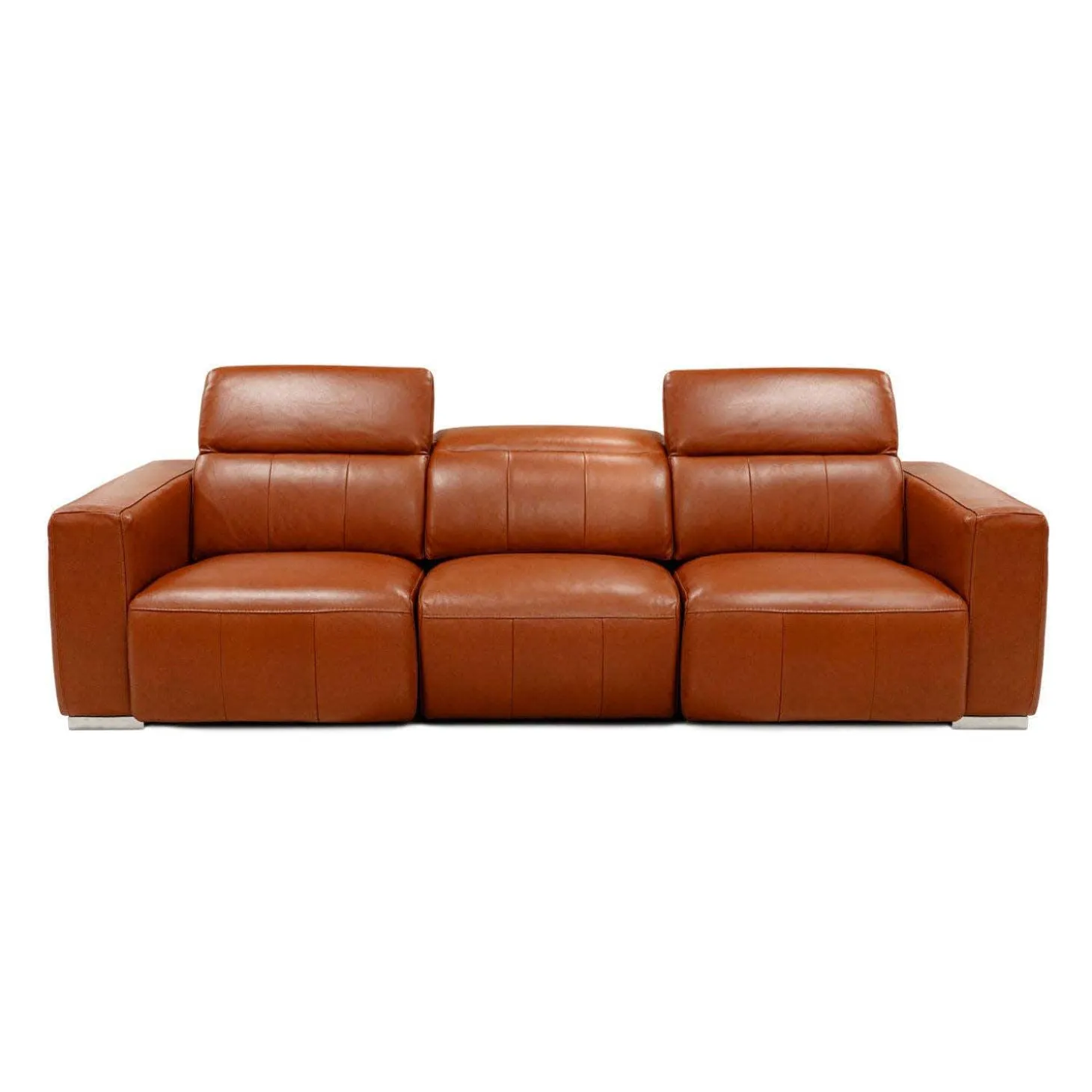 Sofa modulaire électrique inclinable en cuir véritable avec appui-têtes ajustables – 3 mcx