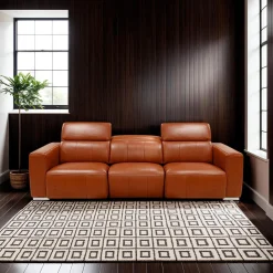 Sofa modulaire électrique inclinable en cuir véritable avec appui-têtes ajustables – 3 mcx