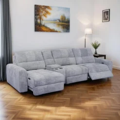 Sofa modulaire électrique inclinable avec 1 siège coulissant et console - 4 mcx