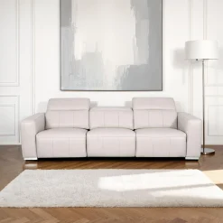 Sofa modulaire électrique inclinable en cuir véritable avec appui-têtes ajustables – 3 mcx