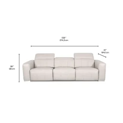 Sofa modulaire électrique inclinable en cuir véritable avec appui-têtes ajustables – 3 mcx