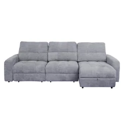 Sofa modulaire électrique avec 2 sièges coulissants et chaise longue à droite avec rangement - 3 mcx