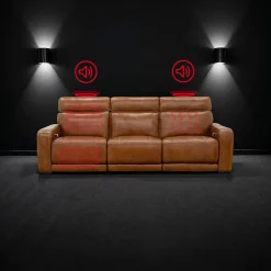Sofa modulaire électrique inclinable avec haut-parleurs intégrés, massage et chaleur - 3 mcx