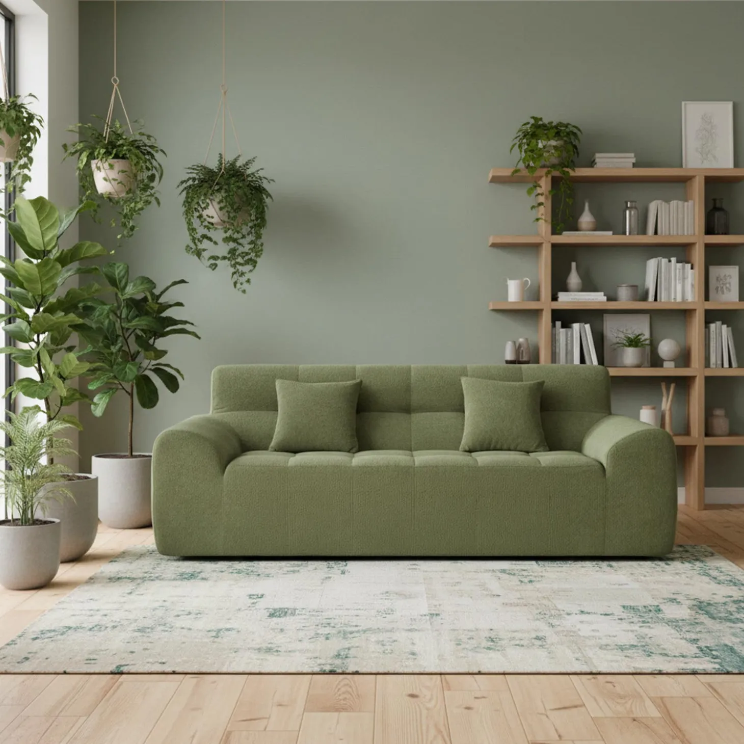 Sofa roulé et compressé dans une boite