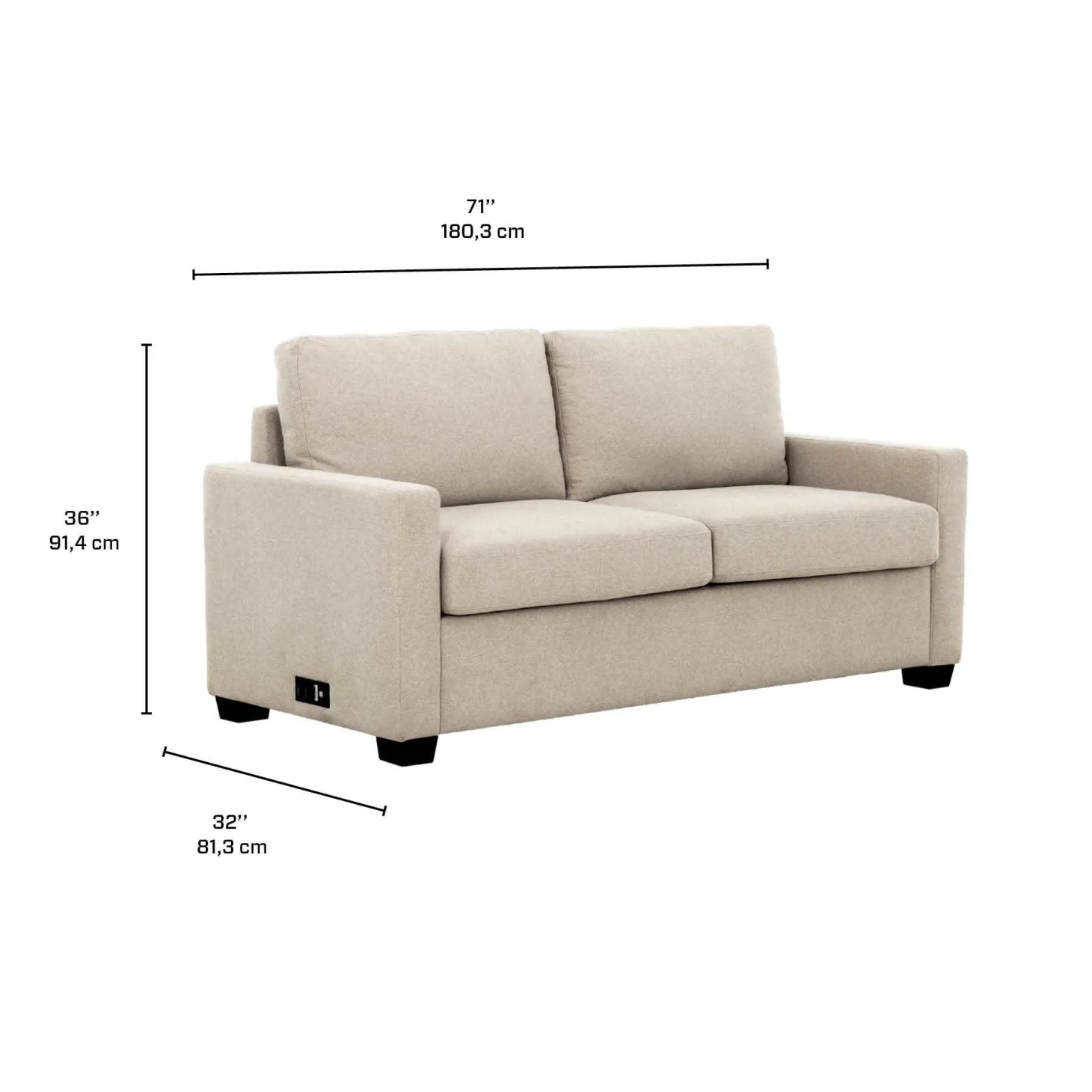 Sofa-lit format double avec prises USB