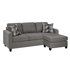 Sofa-lit réversible avec chaise longue - gris charbon