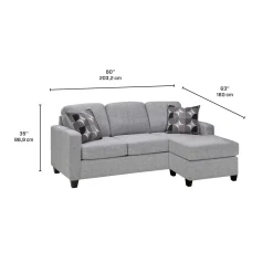 Sofa-lit réversible avec chaise longue - gris