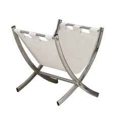 Support magazine - simili-cuir blanc, métal chrome - Monarch