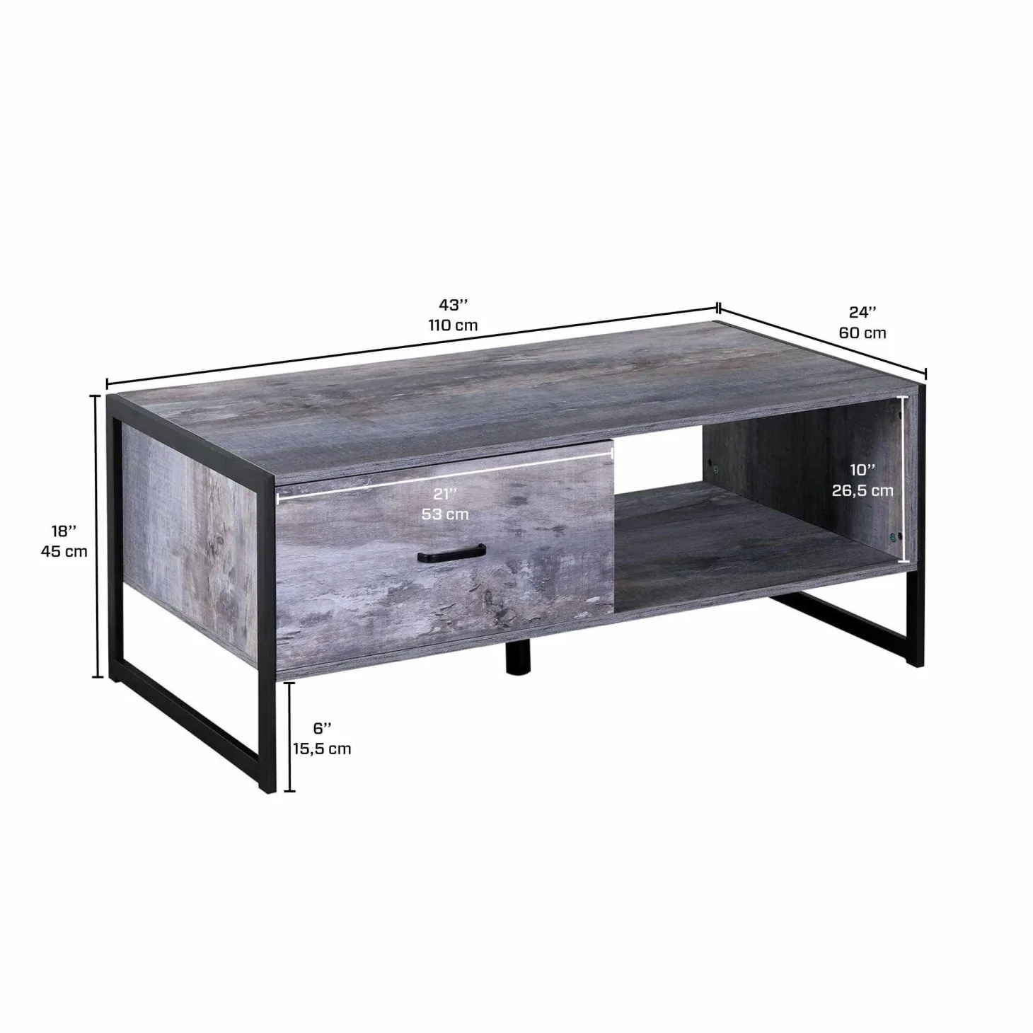 Table à café rectangulaire avec rangement