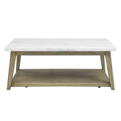 Table à café rectangulaire avec plateau en marbre blanc