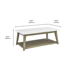 Table à café rectangulaire avec plateau en marbre blanc