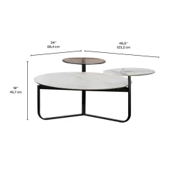 Table à café ronde en pierre sintérisée à 3 paliers
