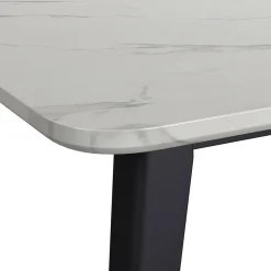 Table à manger avec plateau effet marbre blanc
