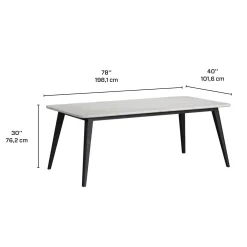 Table à manger avec plateau effet marbre blanc