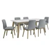 Table à manger avec plateau en marbre blanc et 6 chaises - gris