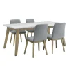 Table à manger avec plateau en marbre blanc et 4 chaises - gris