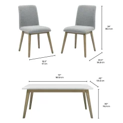 Table à manger avec plateau en marbre blanc et 4 chaises - gris
