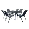 Table à manger d’extérieur rectangulaire en acier avec 6 chaises
