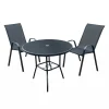 Table à manger d’extérieur ronde en acier avec 2 chaises