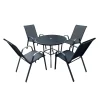 Table à manger d’extérieur ronde en acier avec 4 chaises