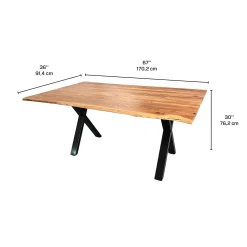 Table à manger en bois massif rectangulaire - 67