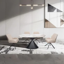 Table à manger ovale convertible extensible avec piédestal - 63"