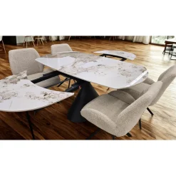 Table à manger ovale convertible extensible avec piédestal - 63
