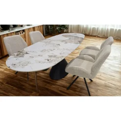 Table à manger ovale convertible extensible avec piédestal - 63