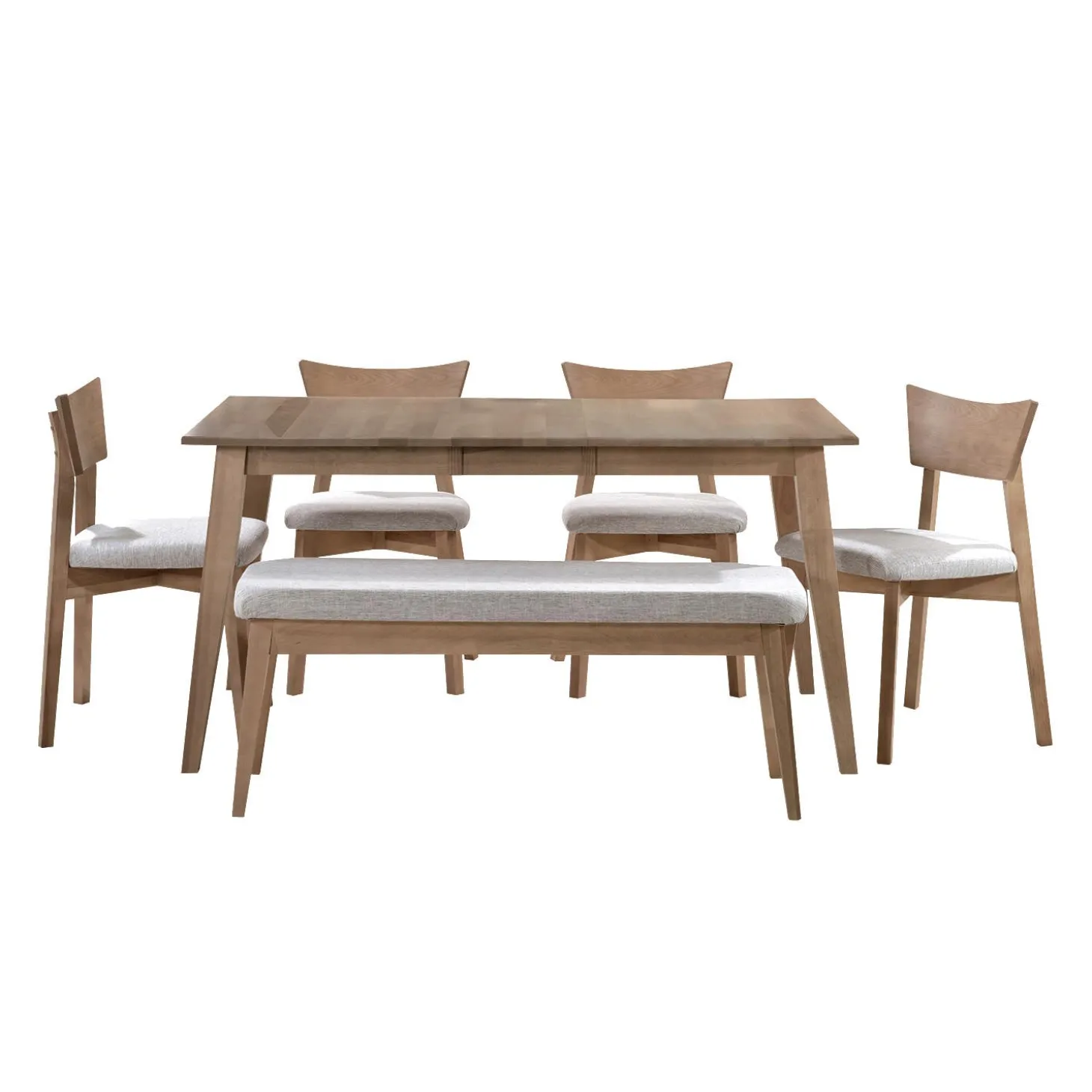Table à manger rectangulaire (48" à 60") extensible avec 4 chaises et banc - gris